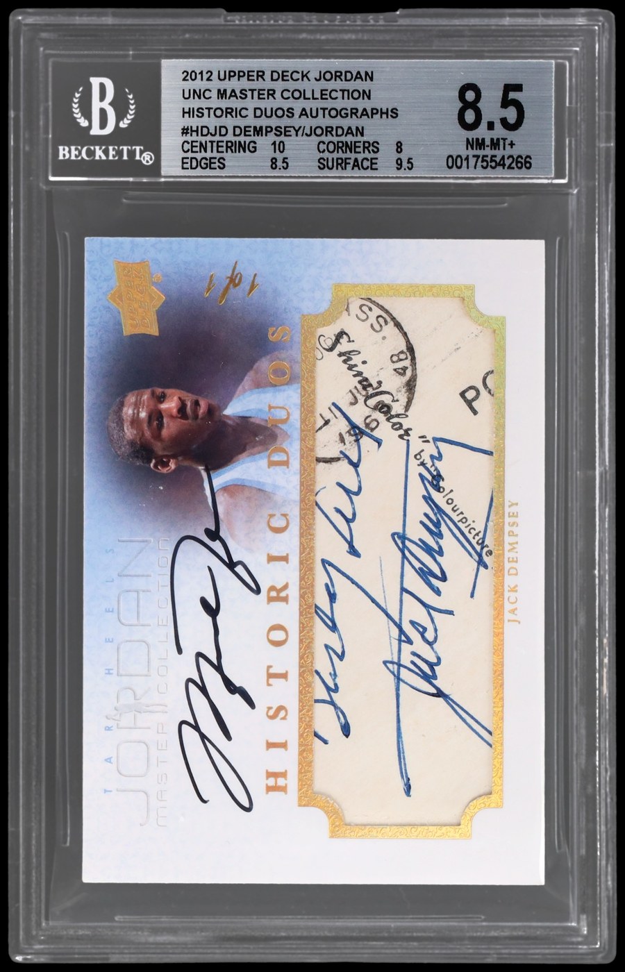 michael jordan 2012 UD master collection historic duos 1/1 BGS 85
