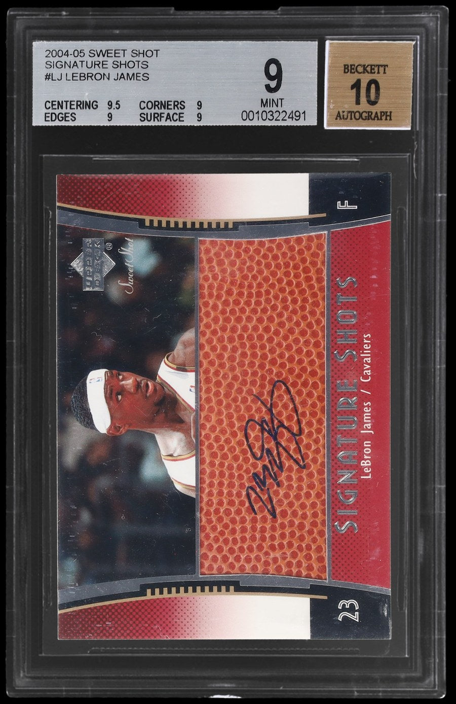 lebron james 2004 UD sweet shot signature shots BGS 9