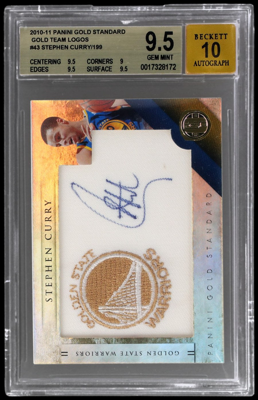 stephen curry 2010 panini gold standard team logos auto BGS 95