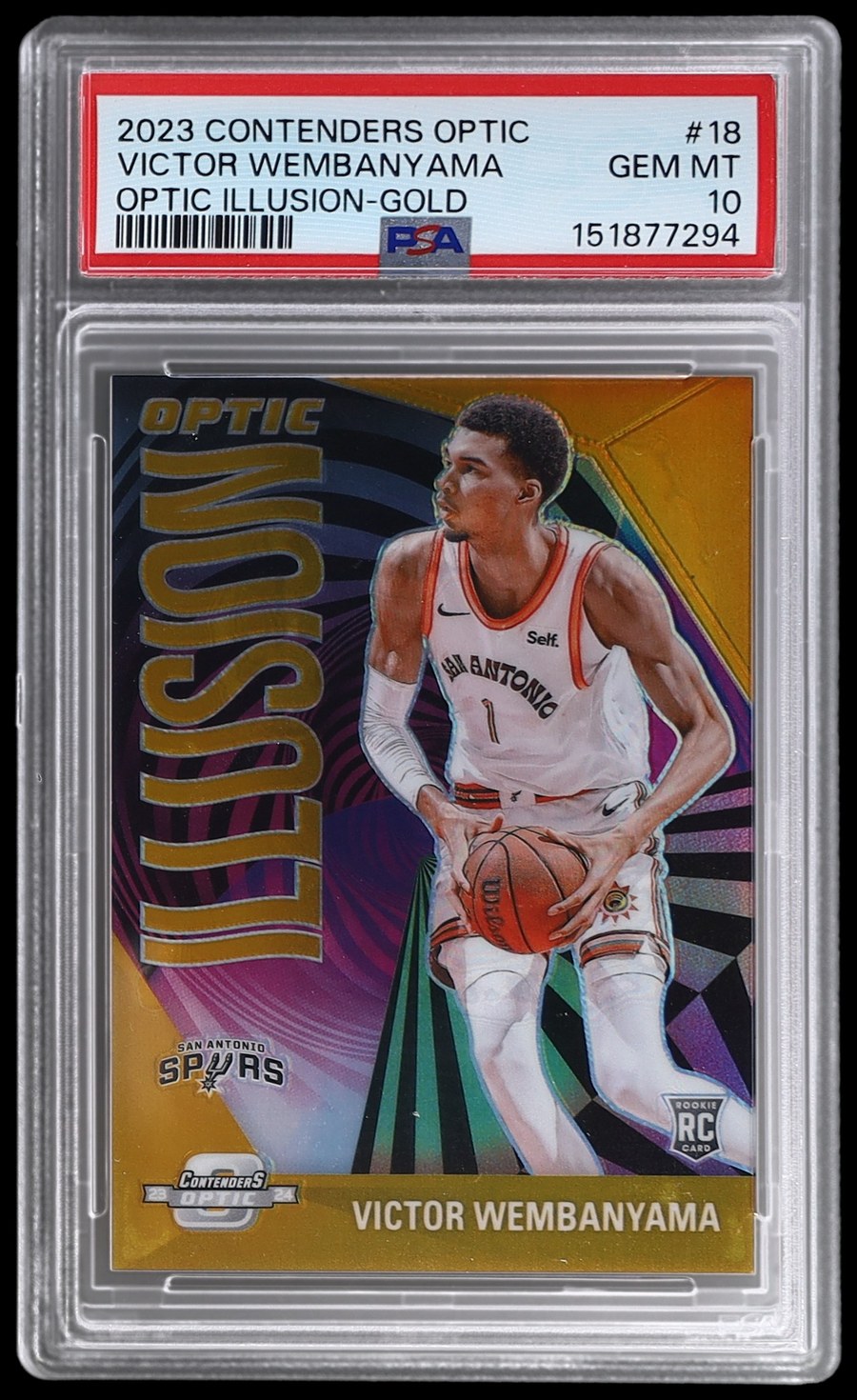victor wembanyama 2023 contenders optic illusion gold PSA 10