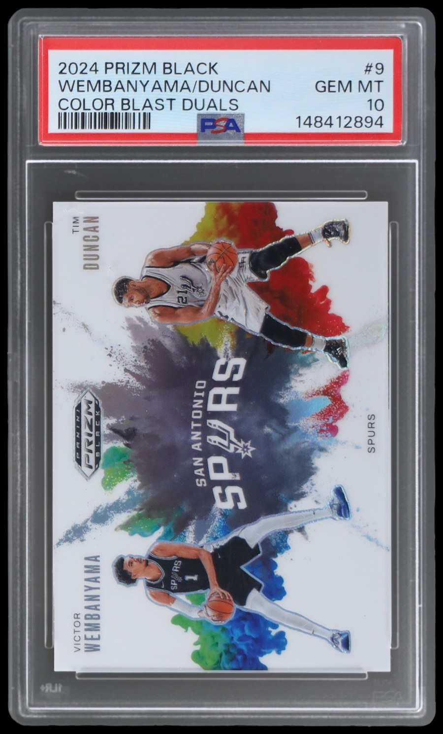 duncan wembanyama 2024 prizm black color blast duals PSA 10