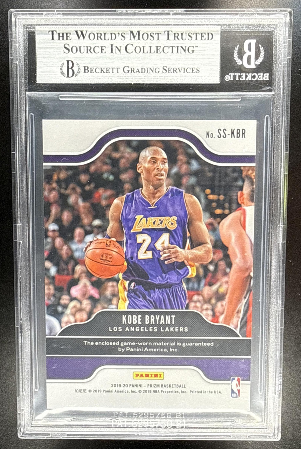 2019 Panini Prizm Kobe Bryant #SS-KBR Sensational Swatches Patch BGS 8.5