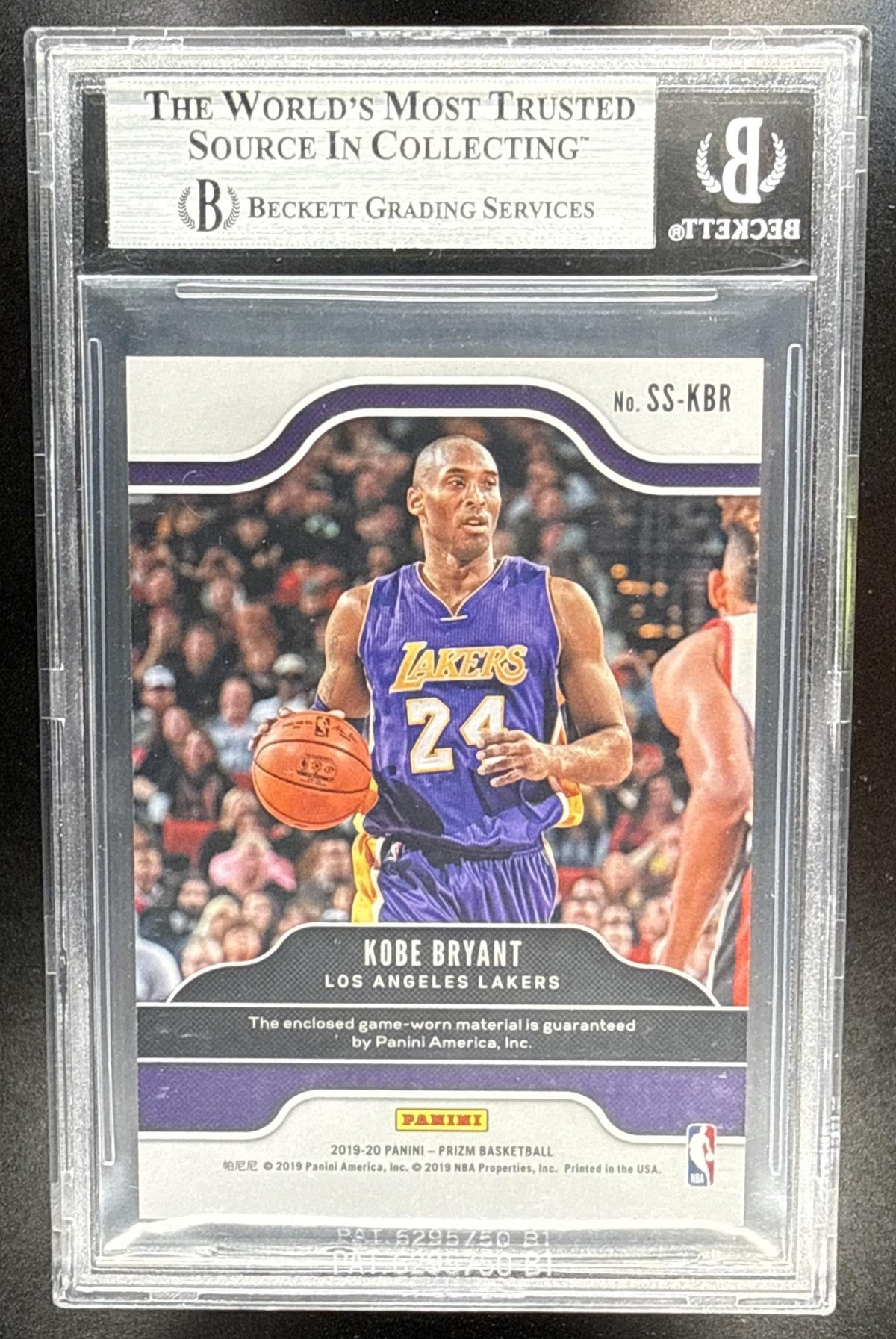 2019 Panini Prizm Kobe Bryant #SS-KBR Sensational Swatches Patch BGS 8.5