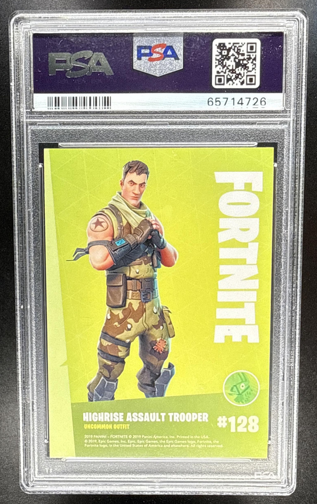 2019 Panini Fortnite Series 1 Highrise Assault Trooper #128 Crystal Shard PSA 10