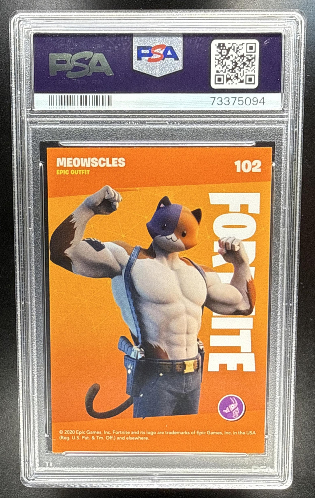 2020 Panini Fortnite Reloaded Meowscles Epic Outfit #102 PSA 9