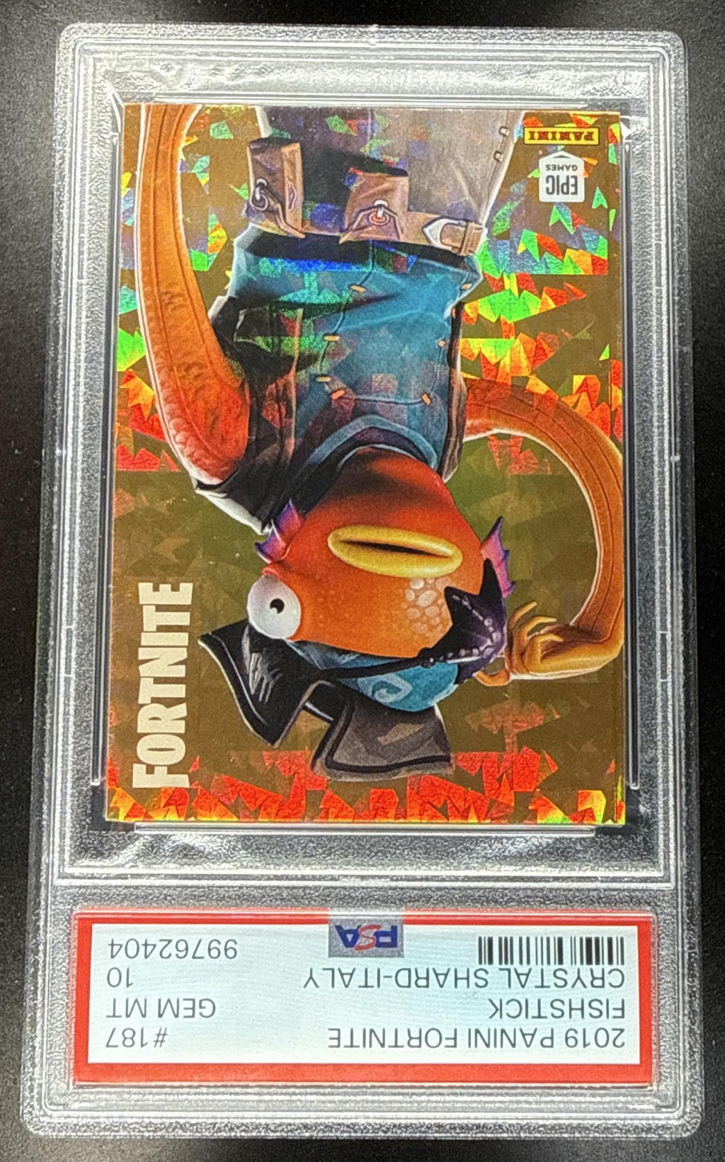 2019 Panini Fortnite Series 1 Fishstick #187 Crystal Shard PSA 10
