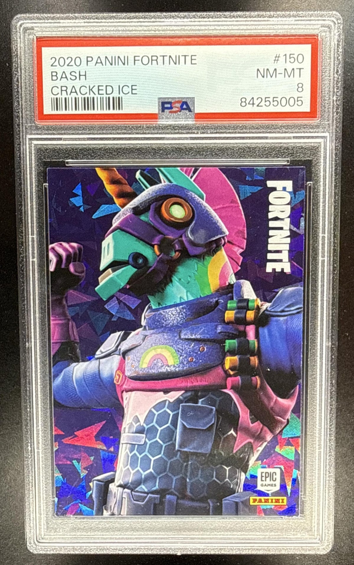 2020 Panini Fortnite Series 2 Italy Bash #150 Cracked Ice PSA 8