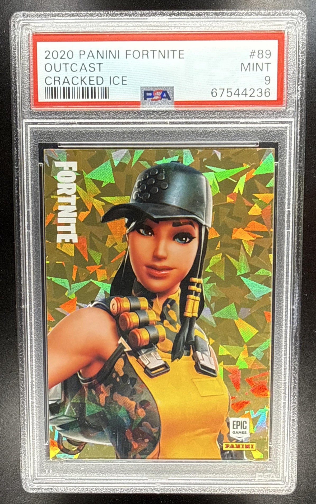 2020 Panini Fortnite Series 2 Italy Outcast #89 Cracked Ice PSA 9