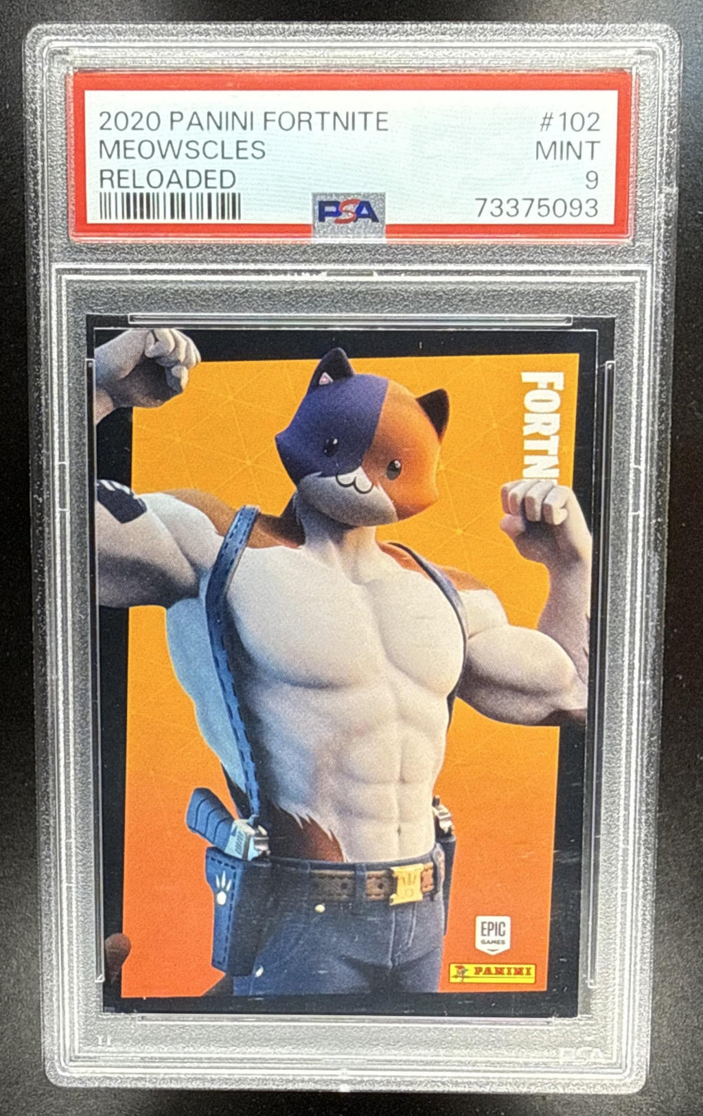 2020 Panini Fortnite Reloaded Meowscles Epic Outfit #102 PSA 9
