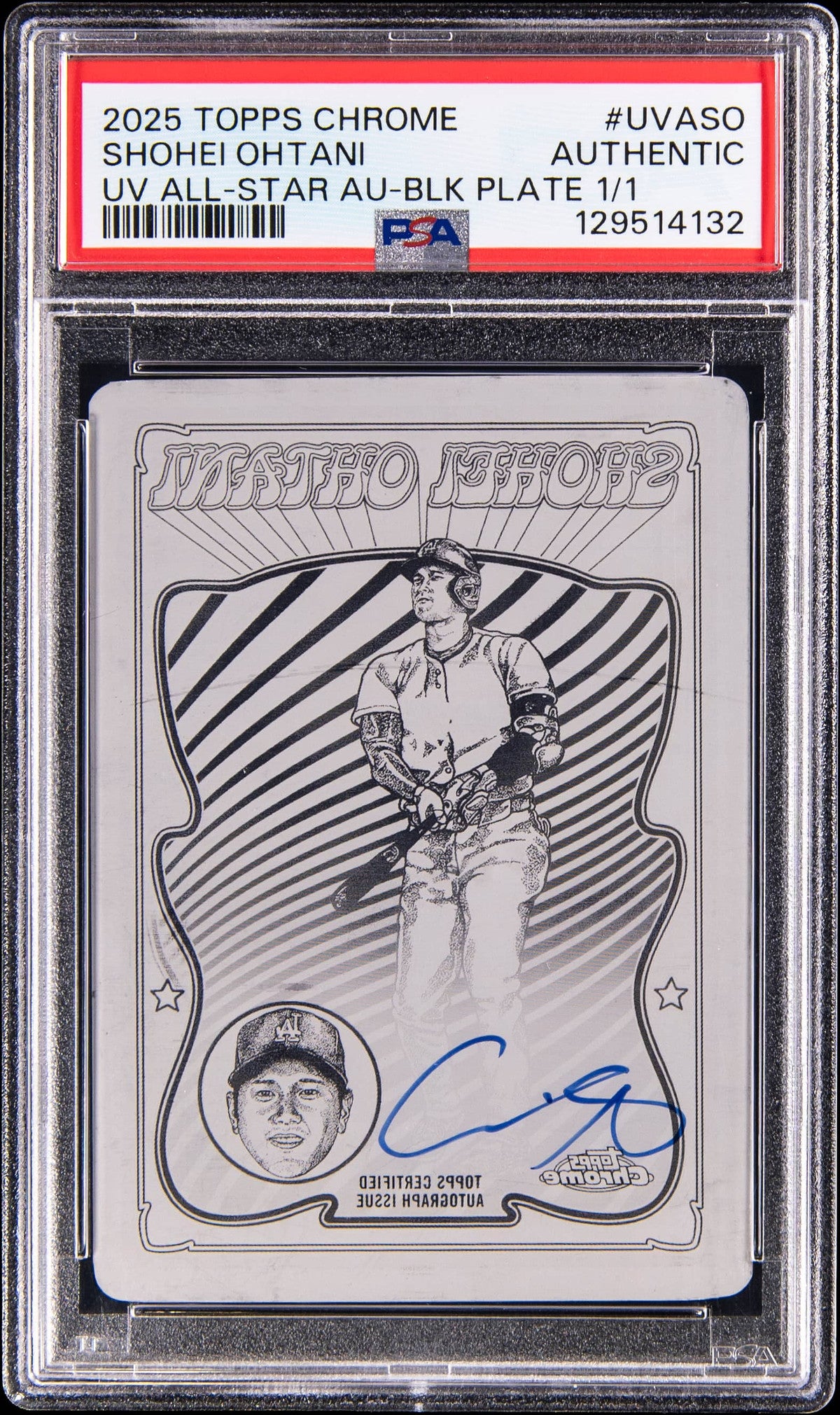 shohei ohtani 2025 topps chrome uv black plate auto 1/1