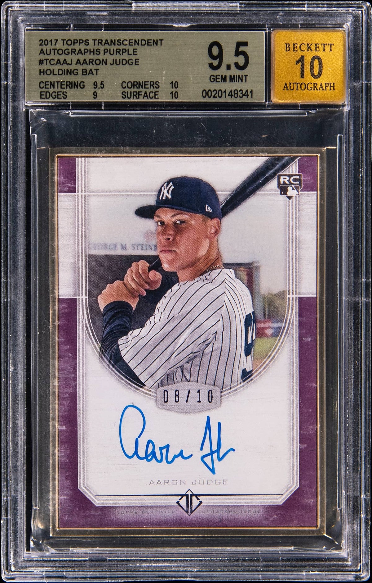 aaron judge topps transcendent auto purple