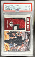 2012-13 PANINI LIMITED LEBRON JAMES #4 CENTER STAGE MATERIALS PRIME 8/9 HEAT PSA