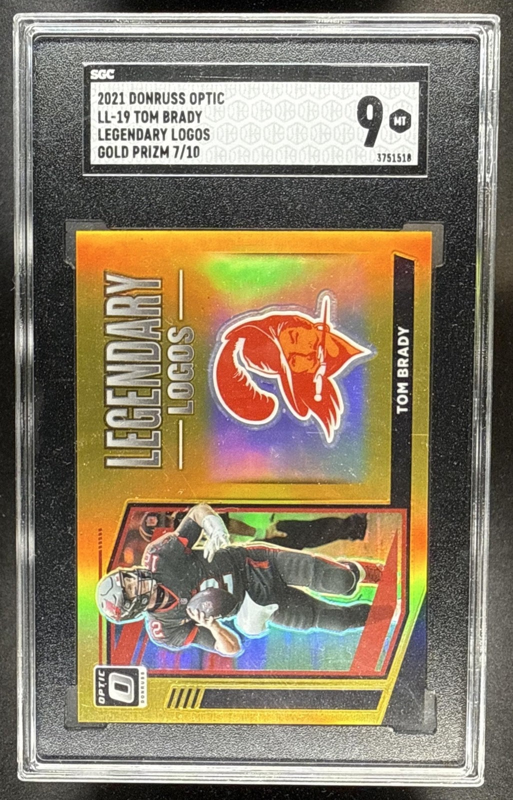 2021 PANINI DONRUSS OPTIC TOM BRADY #LL-19 LEGENDARY LOGOS GOLD /10 SGC 9