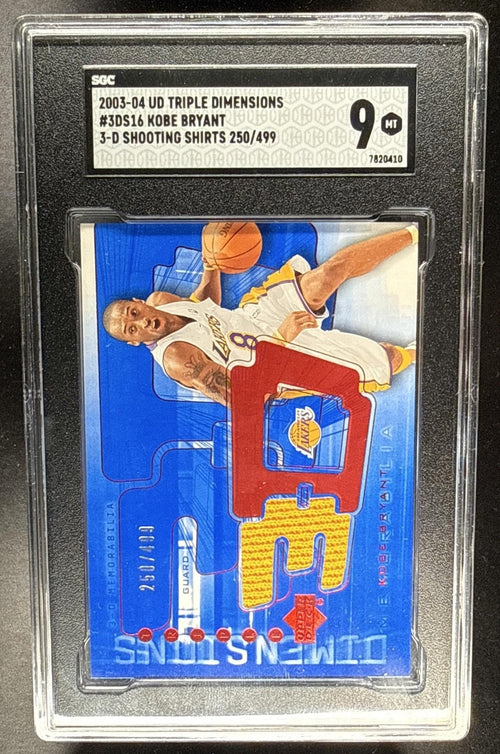 2003 UD TRIPLE DIMENSIONS #3DS16 KOBE BRYANT PATCH /499 SGC 9