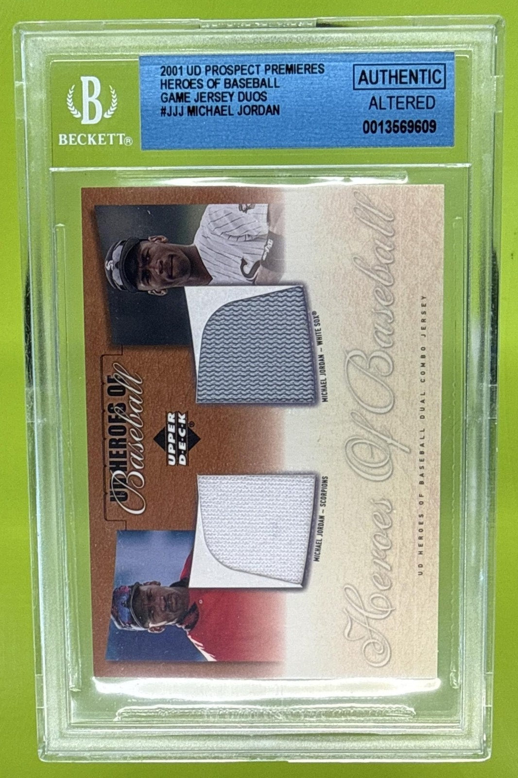 2001 UPPER DECK PROSPECT MICHAEL JORDAN #J-JJ UD HEROES OF BASEBALL GAME PATCH