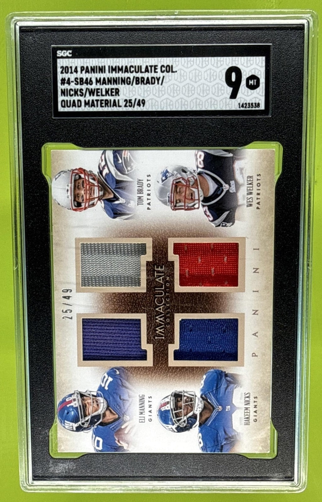 2014 PANINI IMMACULATE COLLECTION TOM BRADY MANNING #4-SB46 QUAD JERSEYS /49