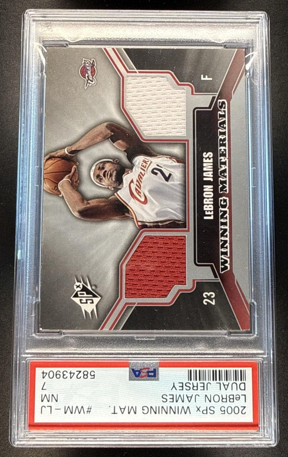 2005-06 SPX LEBRON JAMES #WM-LJ WINNING MATERIALS CAVALIERS PSA 7