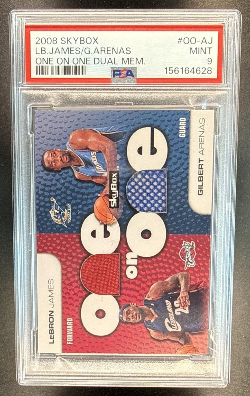 2008 SKYBOX GILBERT ARENAS LEBRON JAMES #OO-AJ ONE ON DUAL MEMORABILIA PSA 9
