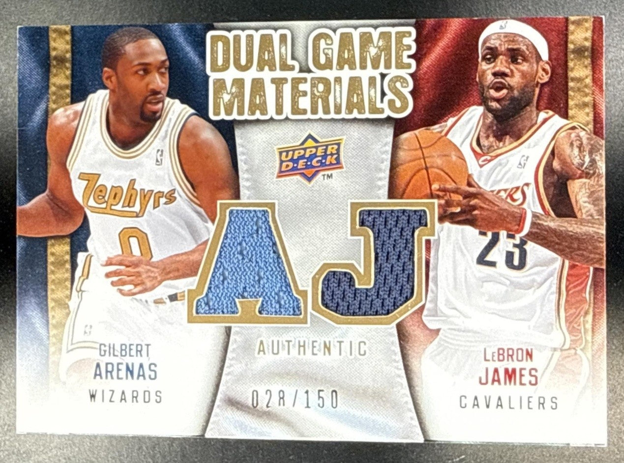 2009 UPPER DECK GILBERT ARENAS LEBRON JAMES #DG-AJ DUAL GAME MATERIALS