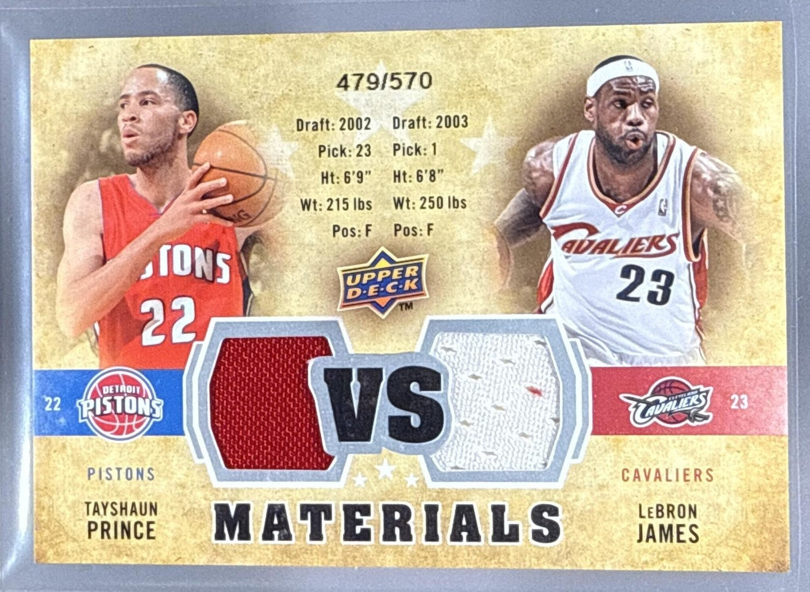 2009-10 UPPER DECK LEBRON JAMES TAYSHAUN PRINCE #VS-PJ VS MATERIALS /570 ROCKETS