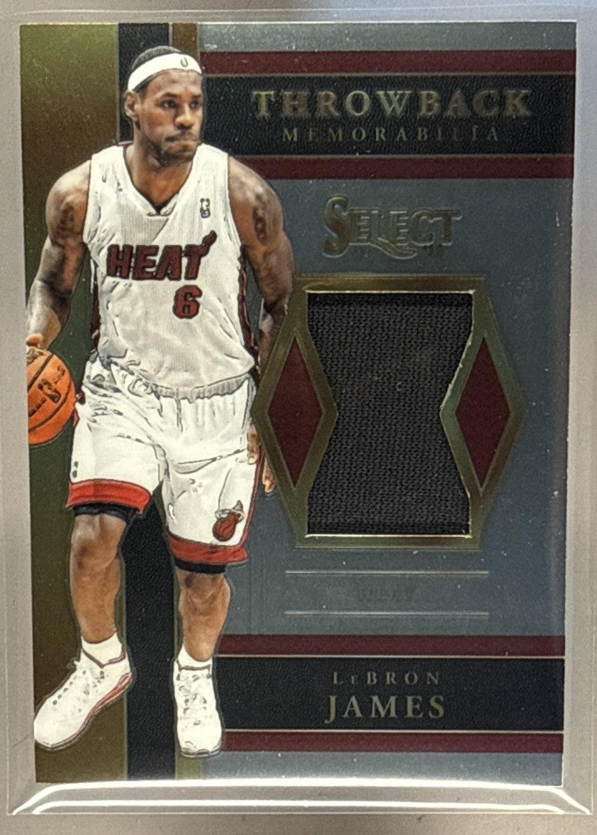 2017-18 PANINI SELECT LEBRON JAMES #TM-LBJ THROWBACK MEMORABILIA HEAT