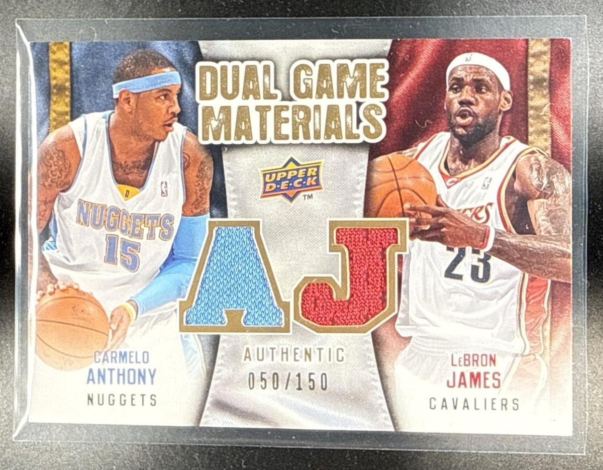 2009-10 UPPER DECK LEBRON JAMES CARMELO ANTHONY #DG-JA DUAL GAME MATERIALS HAWKS