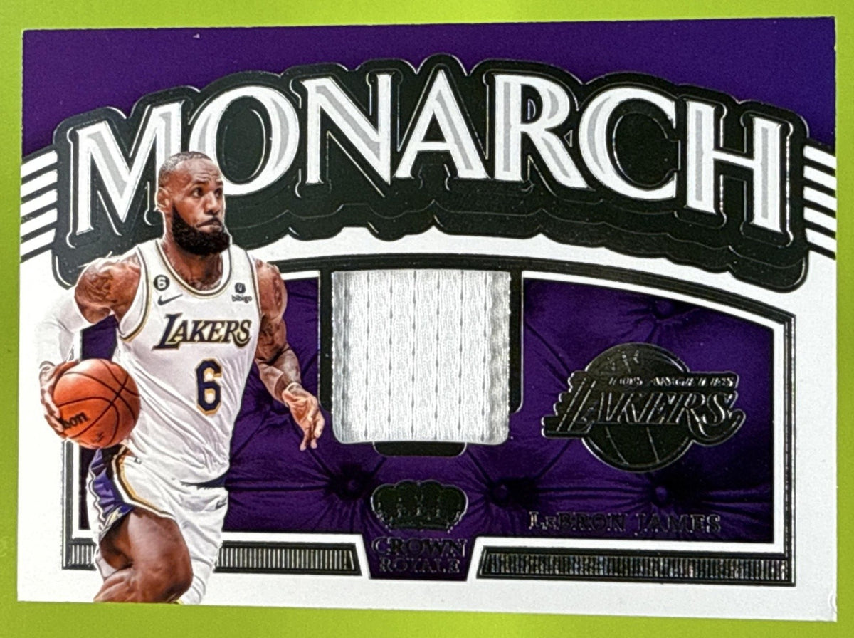 2022-23 Panini Crown Royale LeBron James #MM-LBJ Monarch Memorabilia MEM Lakers