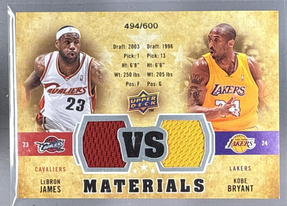 2009 UPPER DECK KOBE BRYANT LEBRON JAMES #VS-BJ VS MATERIALS /600