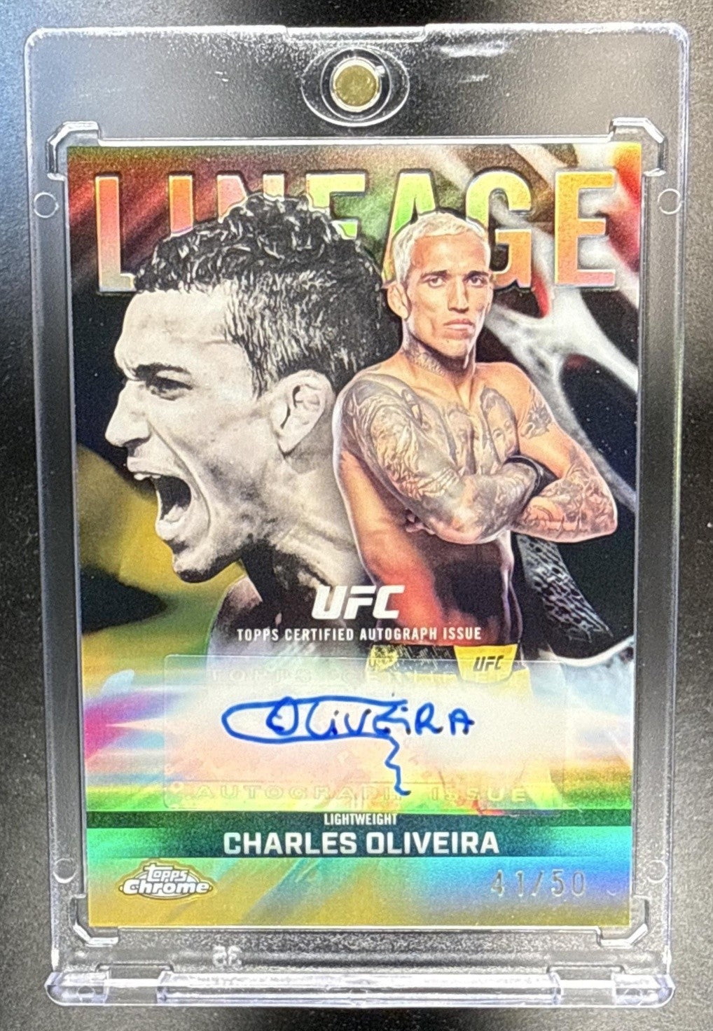 2026 TOPPS CHROME UFC CHARLES OLIVEIRA #CCA-CO LINEAGE AUTO GOLD GEOMETRIC /50