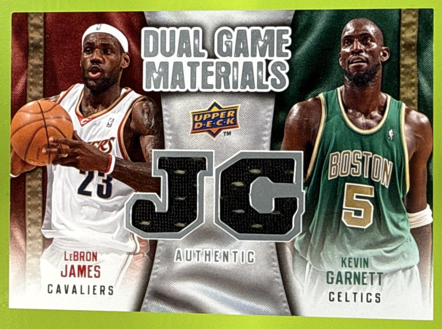 2009-10 UPPER DECK KEVIN GARNETT LEBRON JAMES #DG-GJ DUAL GAME MATERIALS HAWKS