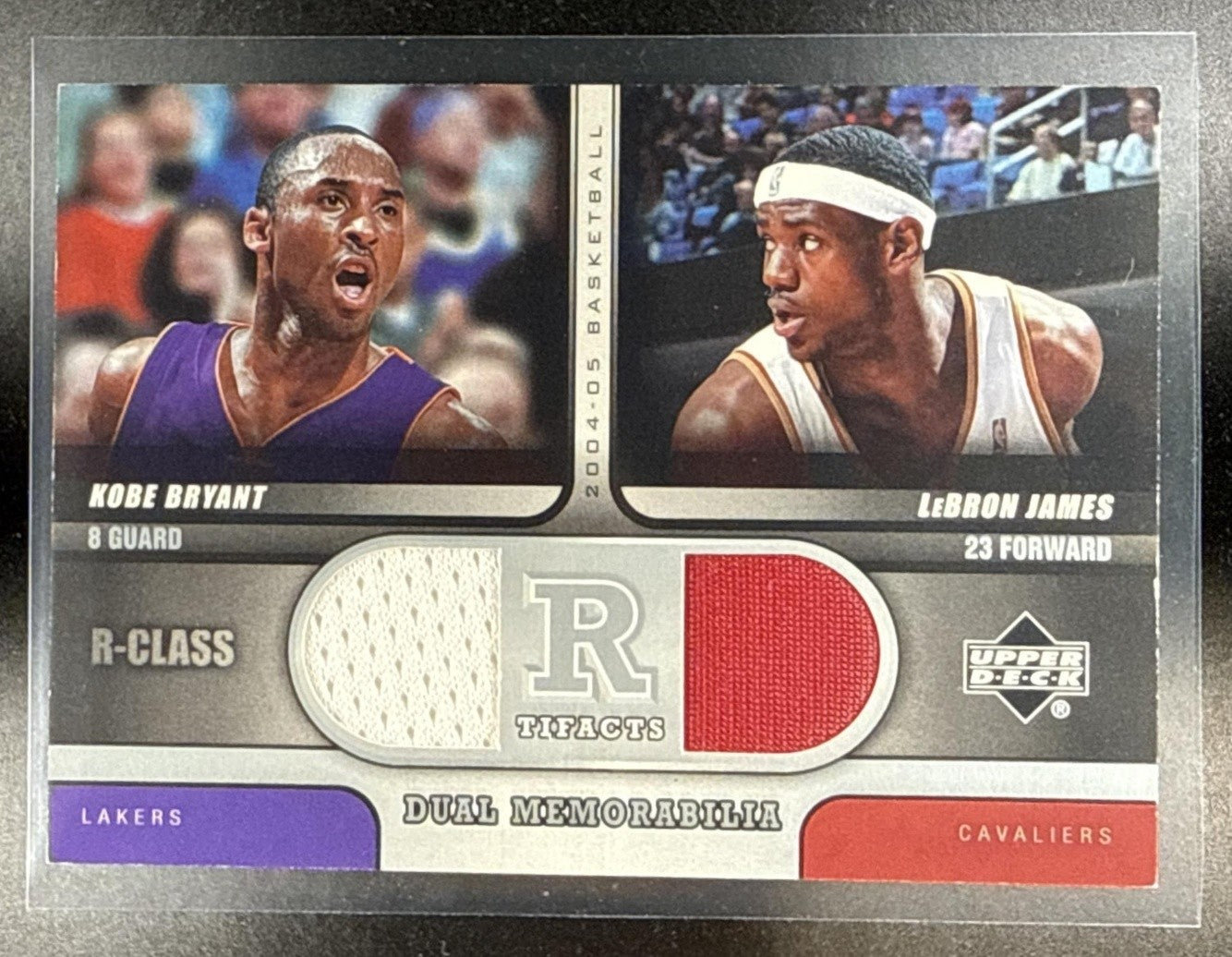 2004 UPPER DECK R-CLASS KOBE BRYANT LEBRON JAMES PATCH, #R2-BJ R TIFACTS DUAL