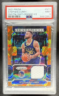 2021 PANINI PRIZM STEPHEN CURRY #SW-SCY SWATCHES PRIZMS ORANGE ICE PSA 9
