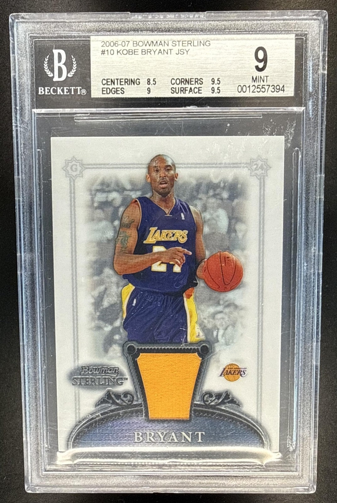 2006-07 BOWMAN STERLING KOBE BRYANT #10 PATCH LAKERS BGS 9