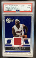 2010-11 PANINI TOTALLY CERTIFIED LEBRON JAMES #45 BLUE MATERIALS /99 HEAT PSA 9