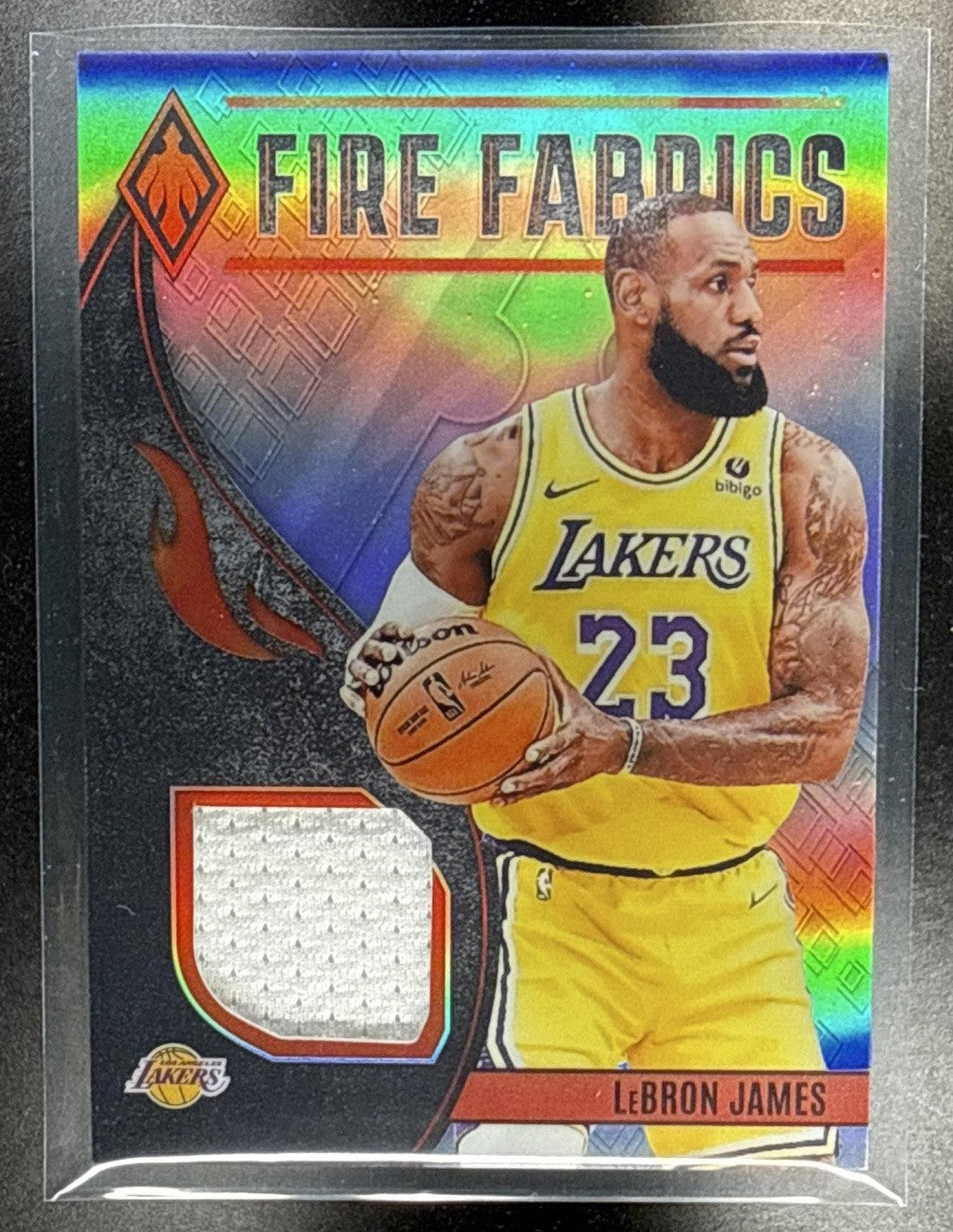 2023-24 PANINI PHOENIX LEBRON JAMES #FF-LBJ FIRE FABRICS PATCH LAKERS
