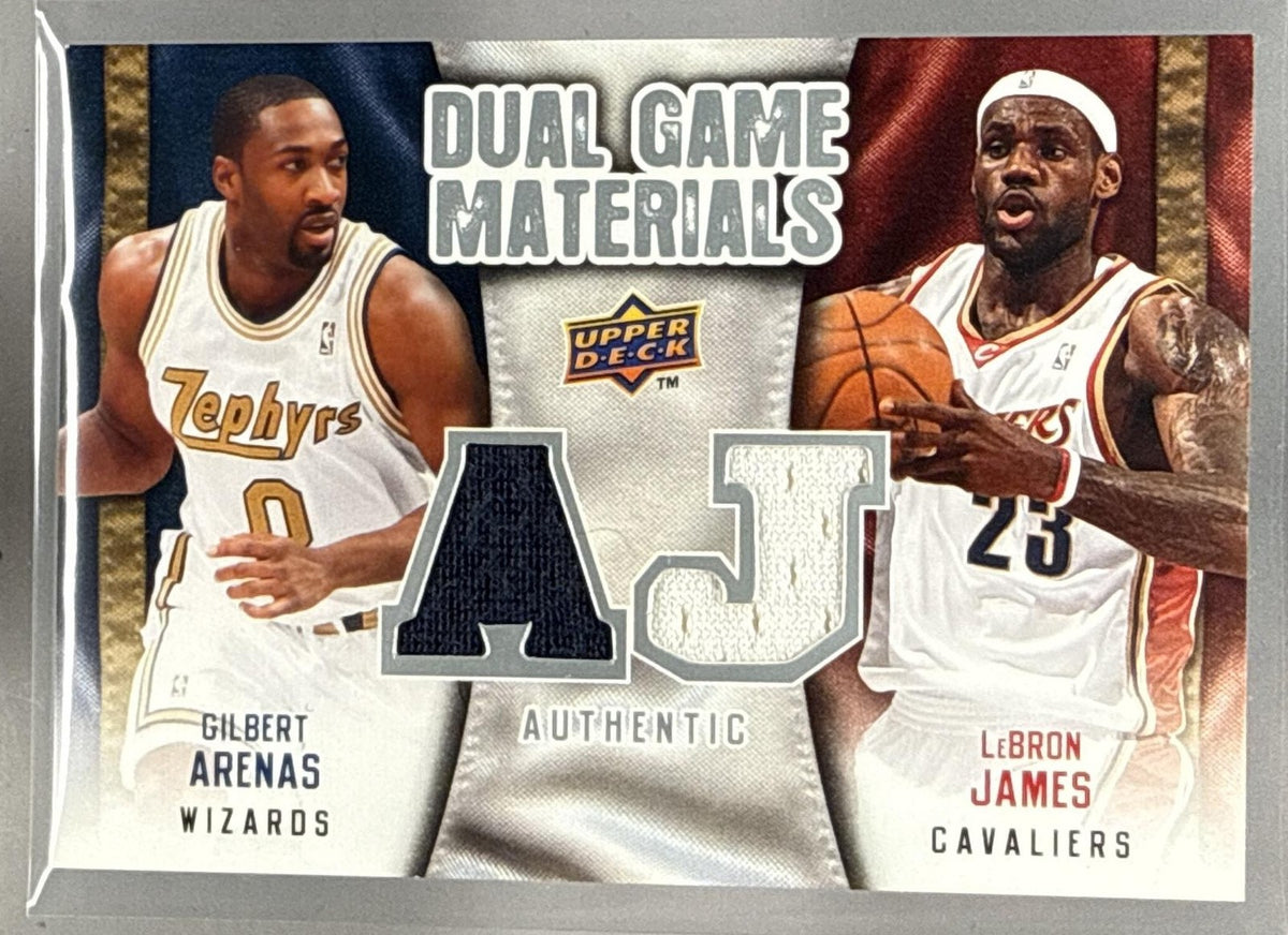 2009 UPPER DECK GILBERT ARENAS LEBRON JAMES #DG-AJ DUAL GAME MATERIALS