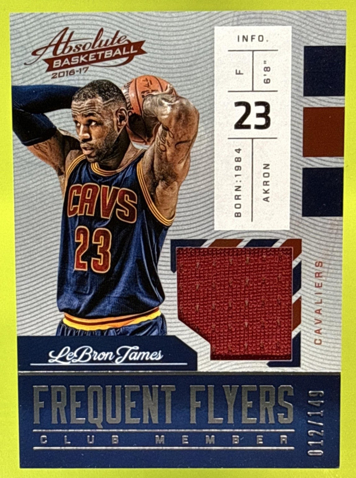 2016 PANINI ABSOLUTE LEBRON JAMES #4 FREQUENT FLYER MATERIALS /149