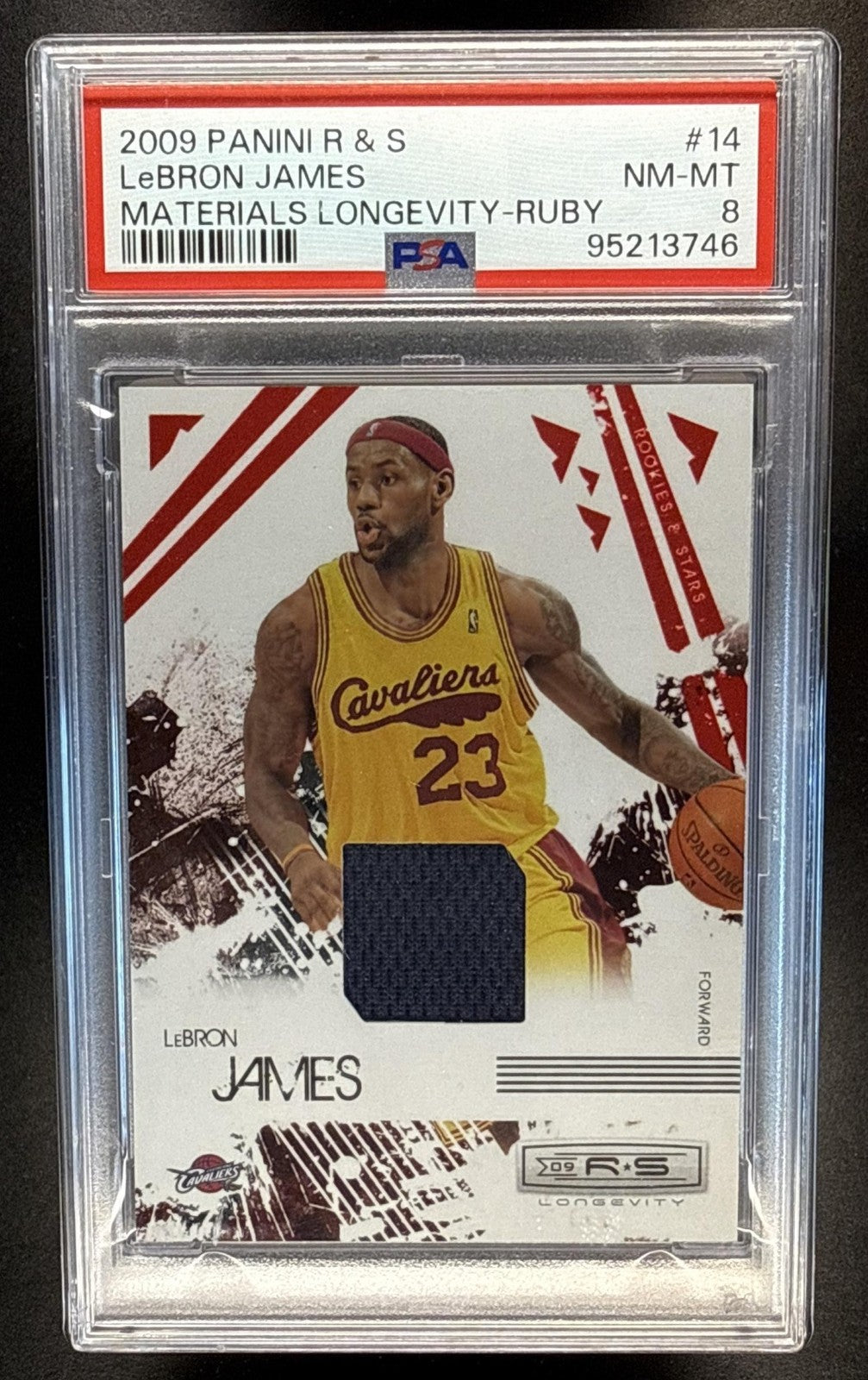 2009 PANINI ROOKIES & STARS LONGEVITY LEBRON JAMES #14 RUBY /250 PATCH PSA 8