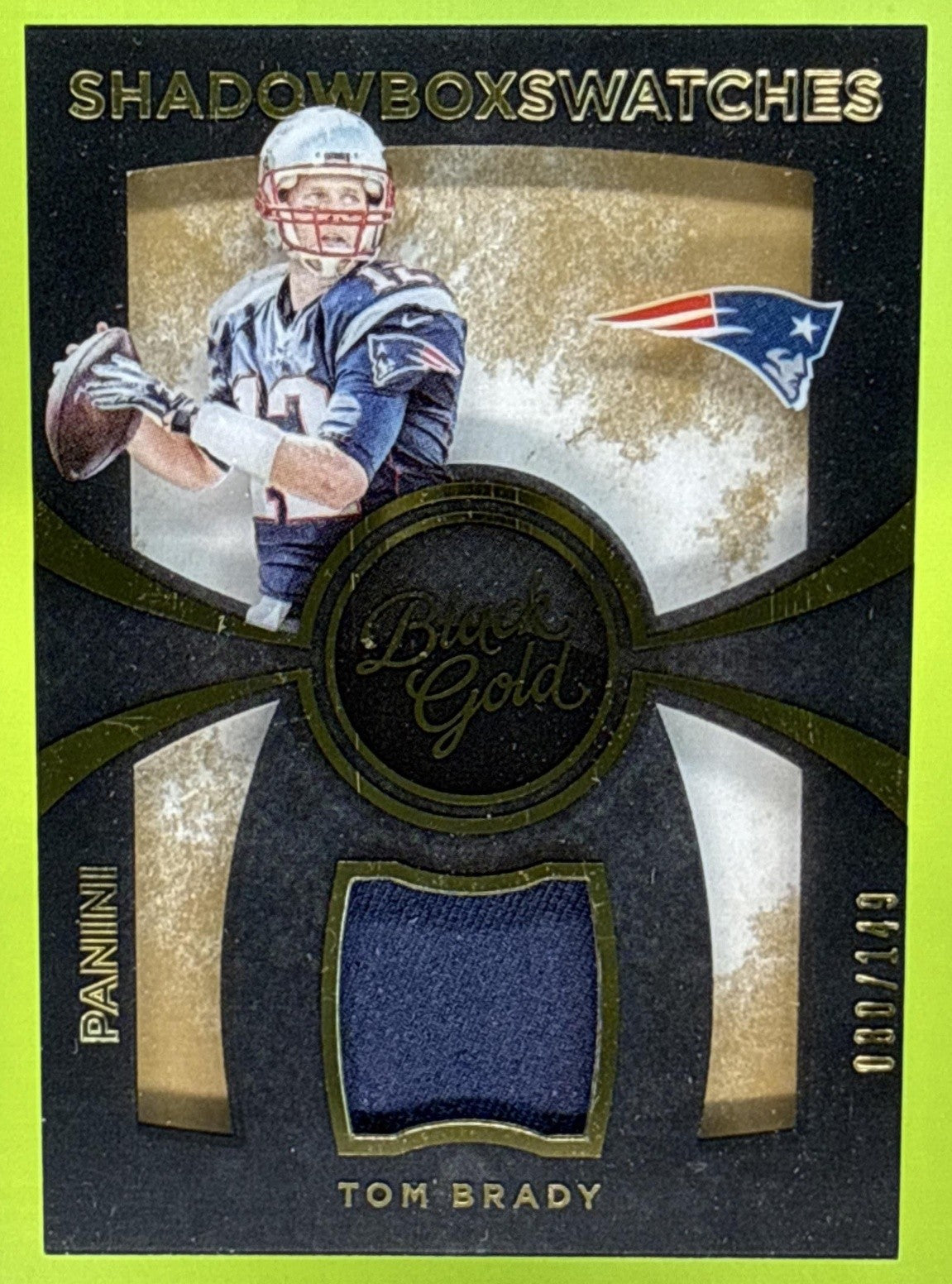 2015 PANINI BLACK GOLD TOM BRADY #SBS-TB SHADOWBOX SWATCHES /149 PATRIOTS
