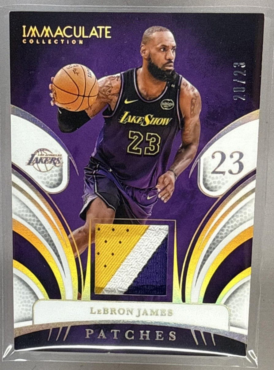 2024 PANINI IMMACULATE LEBRON JAMES #PJN-LJL PATCHES JERSEY NUMBER /23 MEM