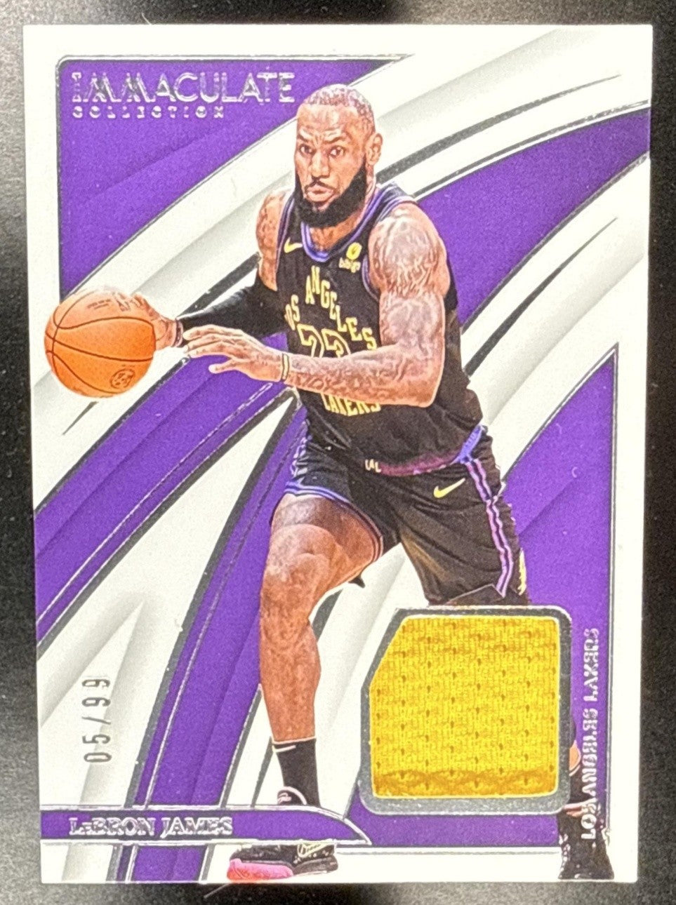 2023-24 PANINI IMMACULATE LEBRON JAMES #SWA-LBJ SWATCHES 5/99 PATCH LAKERS