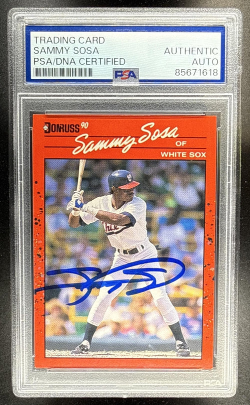 1990 DONRUSS SAMMY SOSA #489 RC WHITE SOX PSA DNA AUTO