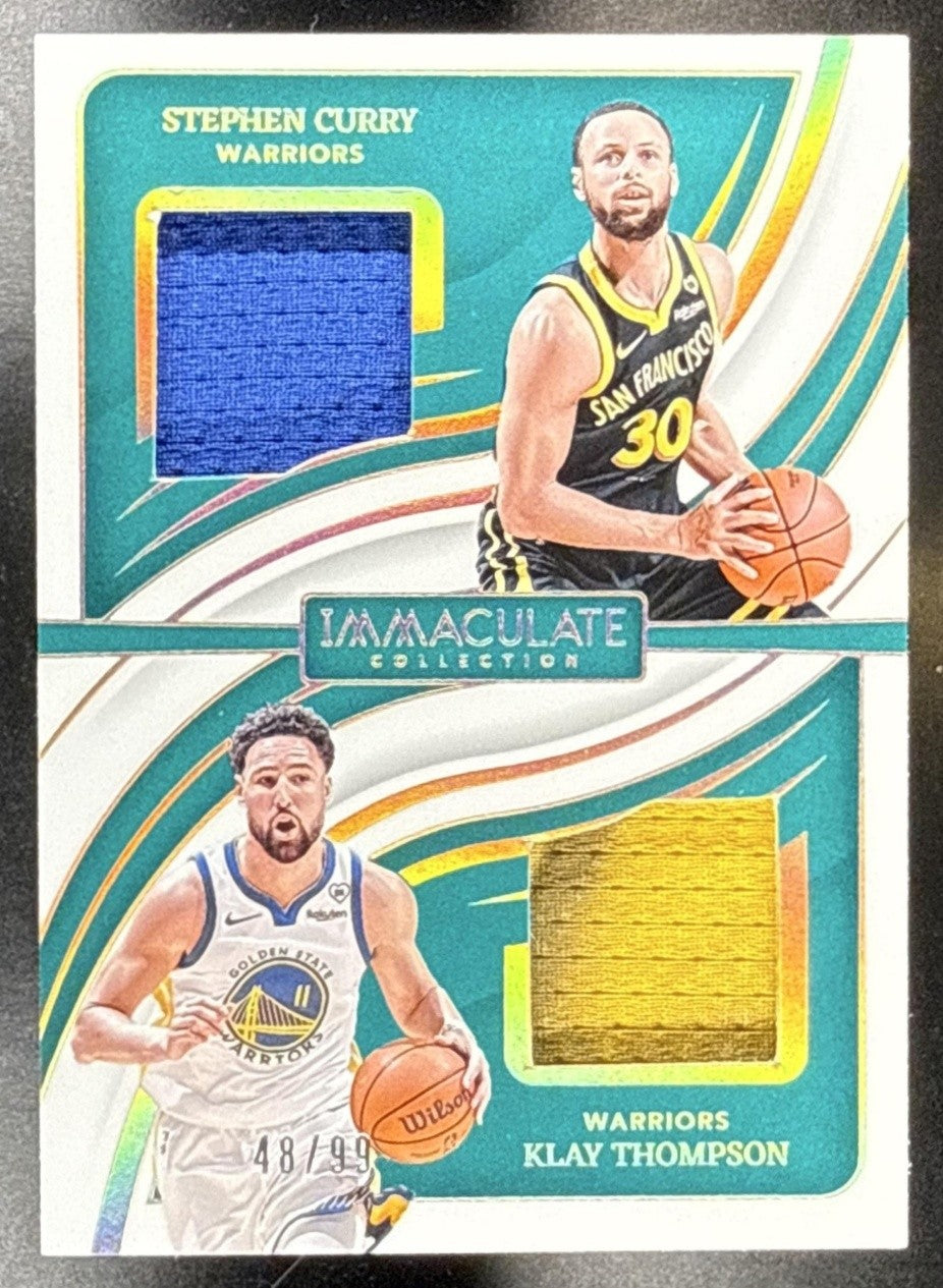 2023 PANINI IMMACULATE KLAY THOMPSON STEPHEN CURRY #IDM-GSW DUAL /99 MEM