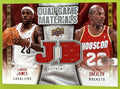 2009-10 UPPER DECK LEBRON JAMES CLYDE DREXLER #DG-JD DUAL GAME MATERIALS HAWKS