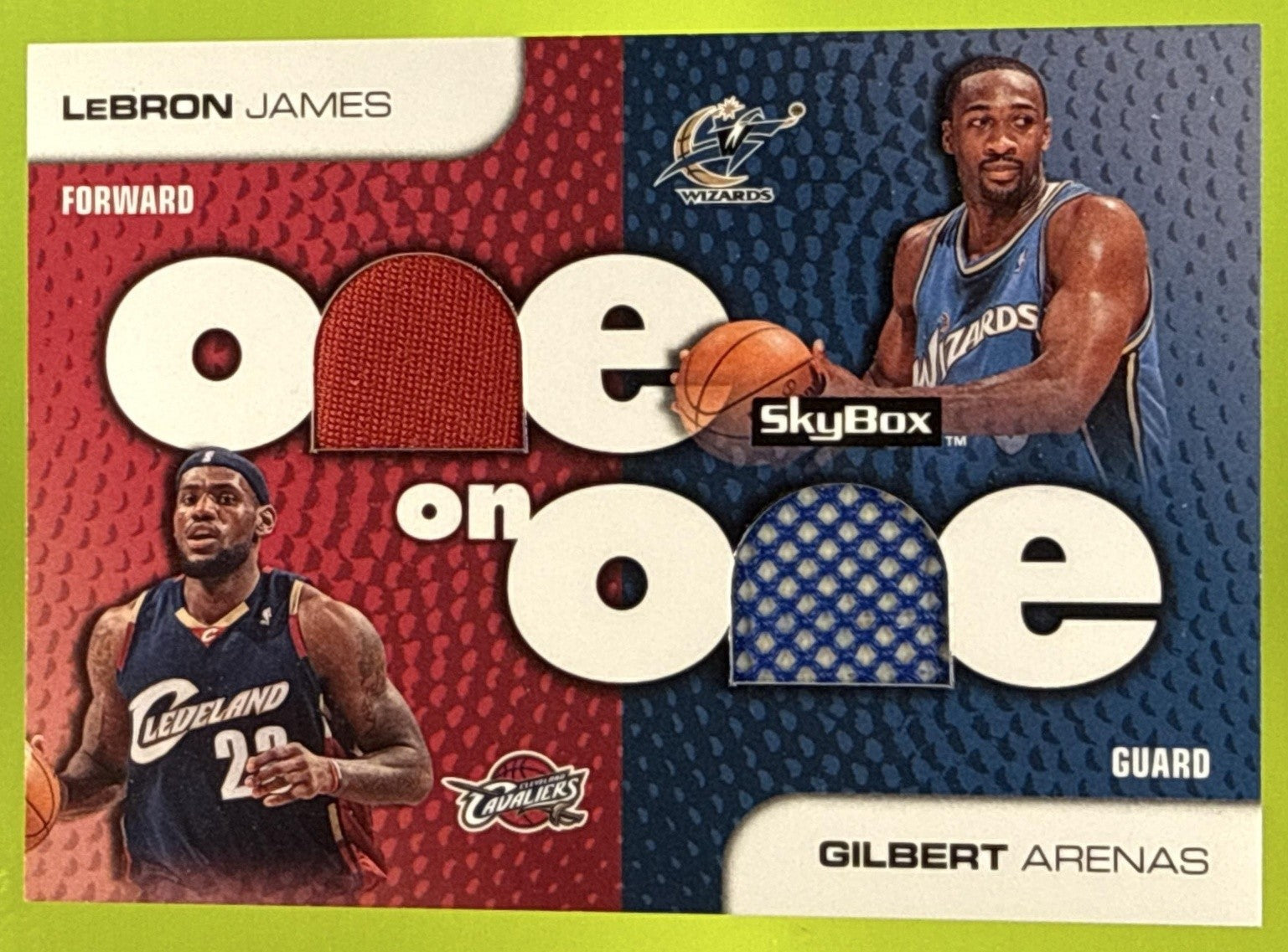 2008-09 SKYBOX GILBERT ARENAS LEBRON JAMES #OO-AJ ONE ON DUAL MEMORABILIA USA