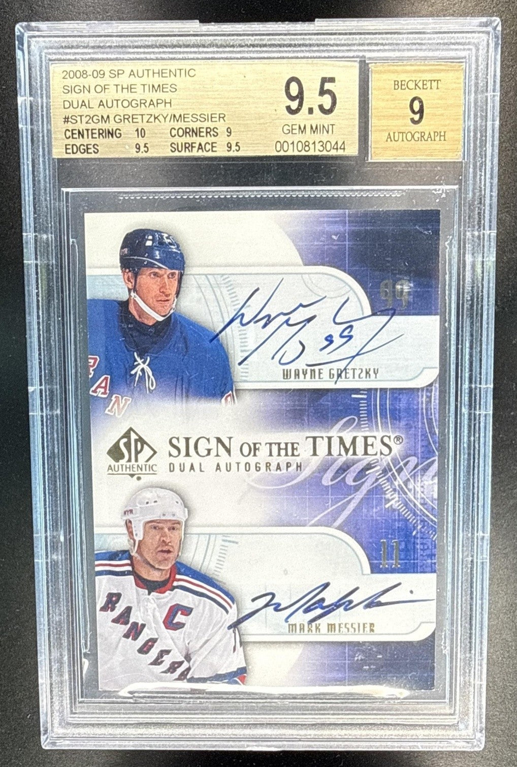 2008 SP AUTHENTIC WAYNE GRETZKY MARK MESSIER SIGN OF THE TIMES AUTO BGS 9.5