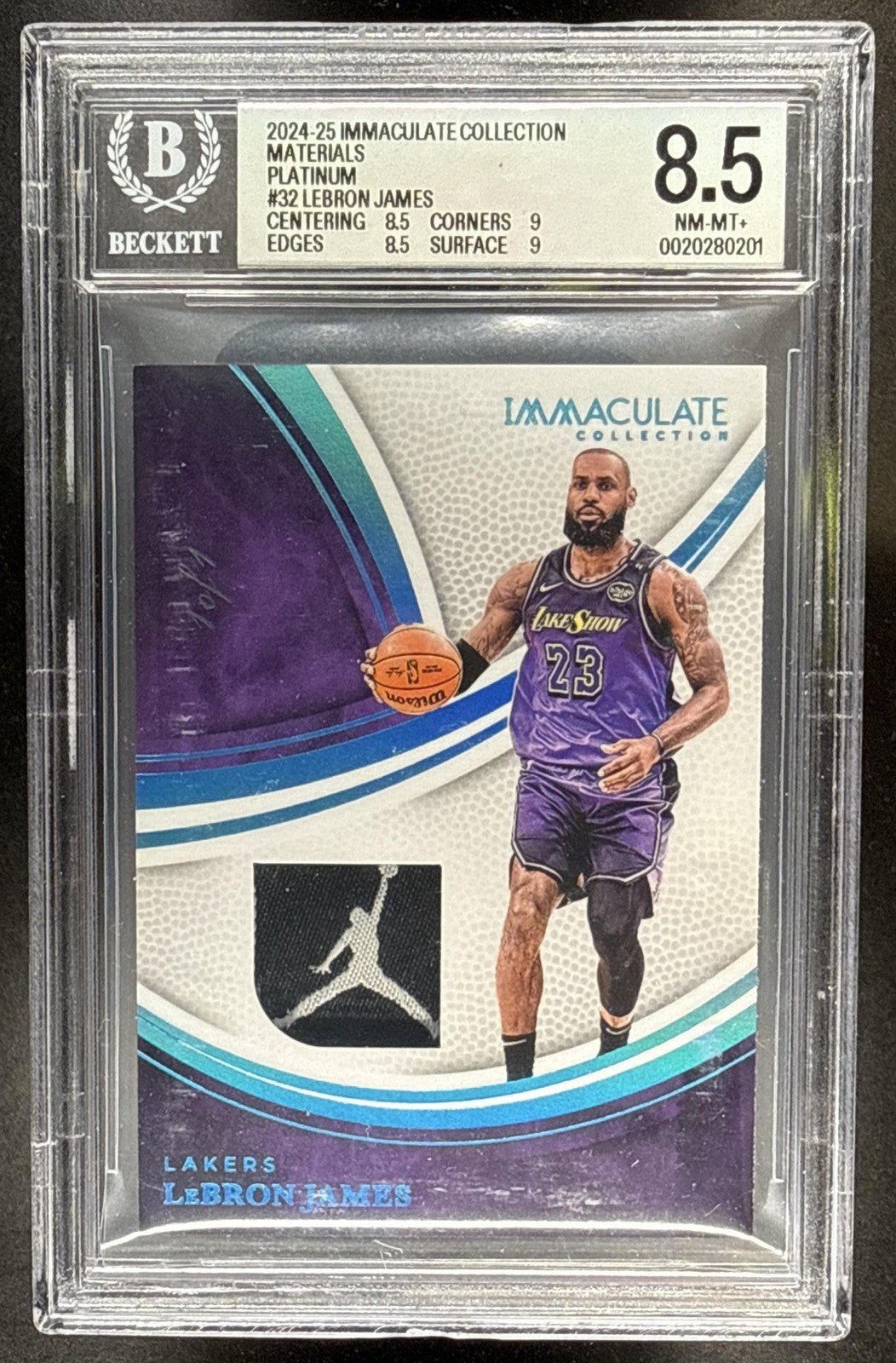 2023 PANINI IMMACULATE LEBRON JAMES #MAT-LBJ PLATINUM 1/1 PATCH BGS 8.5