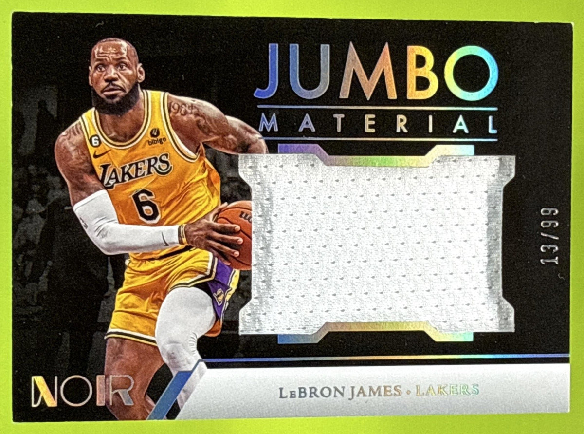 2022-23 PANINI NOIR LEBRON JAMES #JM-LBJ JUMBO MATERIAL 13/99 PATCH LAKERS