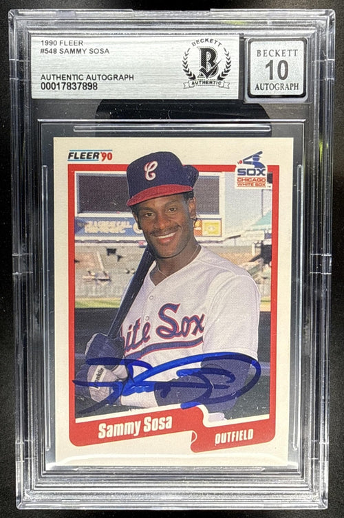 1990 FLEER SAMMY SOSA #548 RC WHITE SOX BGS AUTHENTIC AUTO