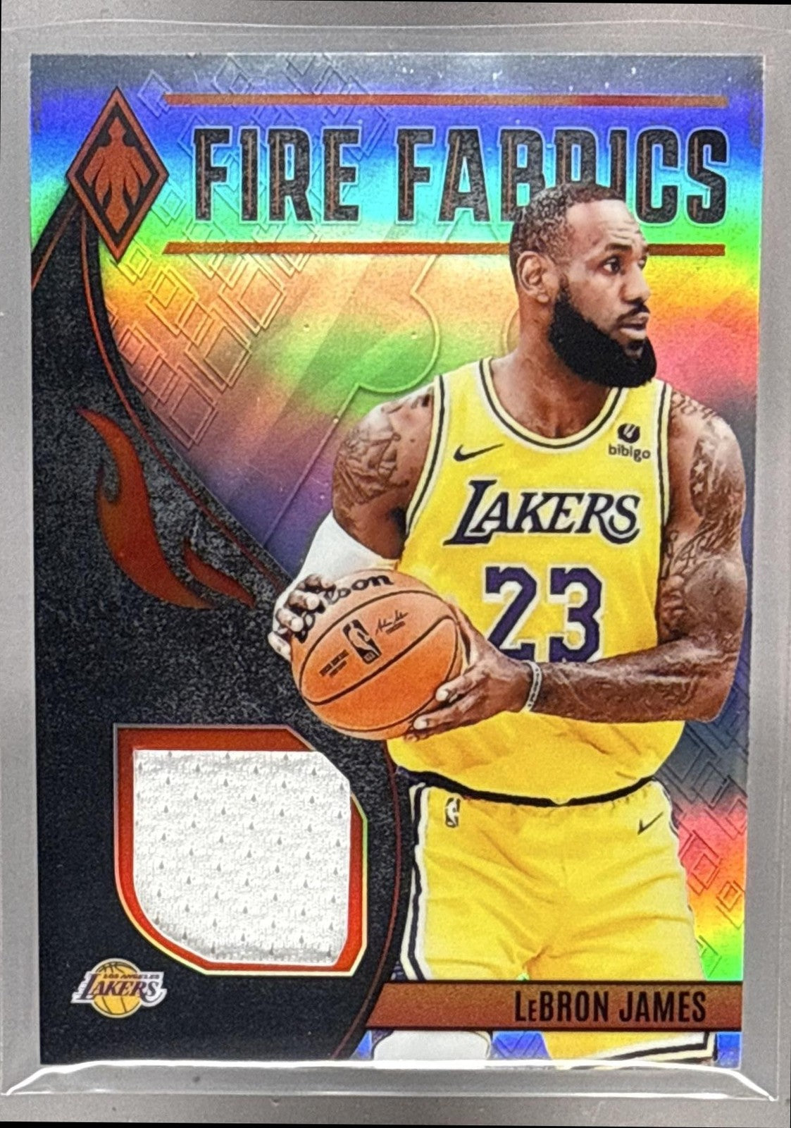 2023-24 PANINI PHOENIX LEBRON JAMES #FF-LBJ FIRE FABRICS PATCH LAKERS